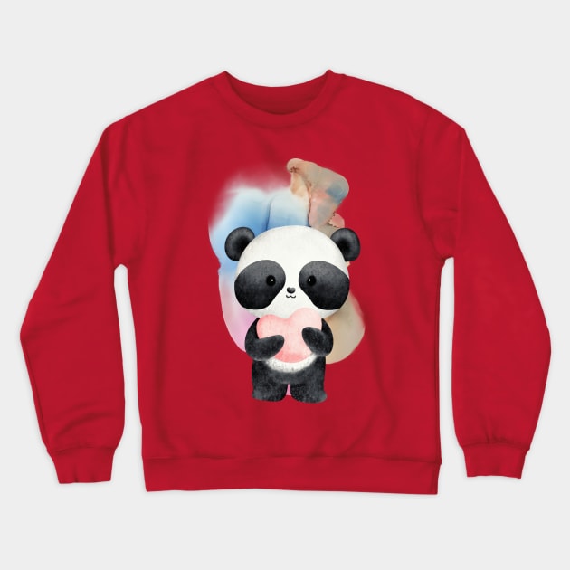 Cute Panda Give a Love - Adorable Panda - Kawaii Panda Crewneck Sweatshirt by Suga Collection